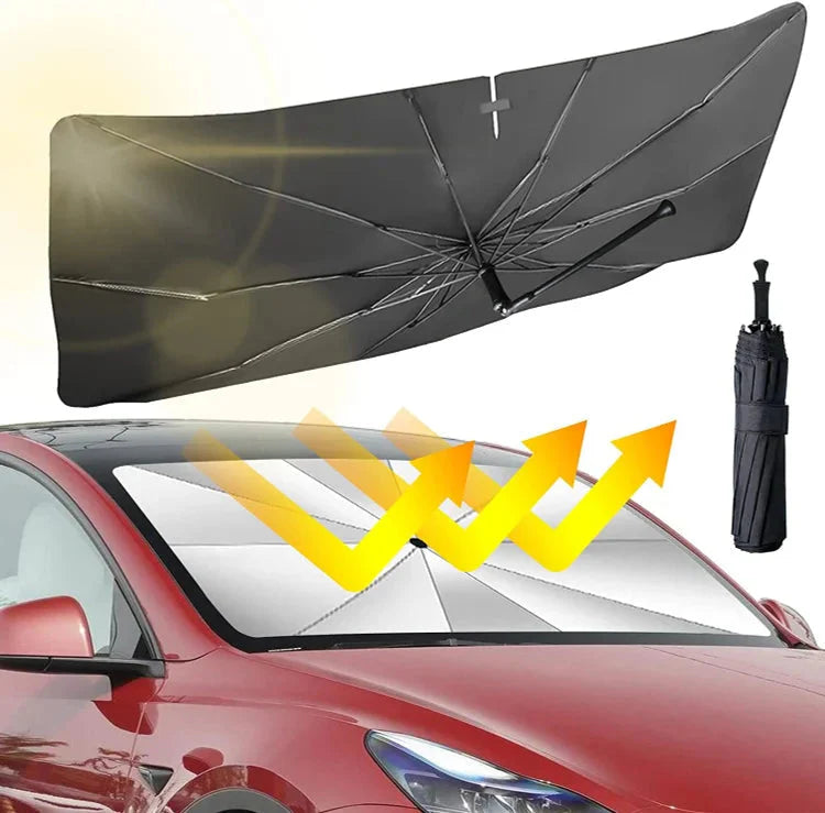 Car Windshield Sun Shade Umbrella - Foldable Car Umbrella Sunshade Cover UV Block Car Front Window (Heat Insulation Protection) for Auto Windshield Covers Most Cars Main image