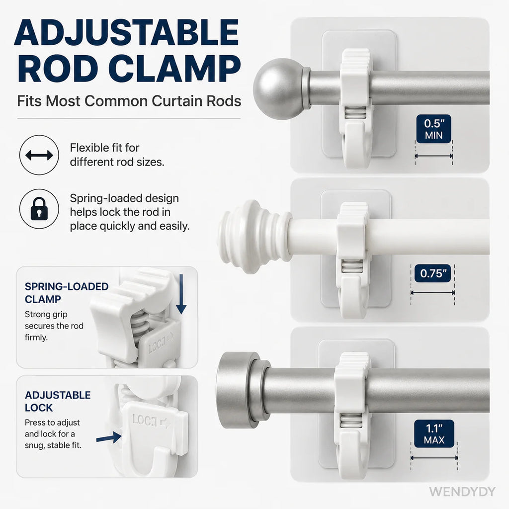 🔥Nail-Free Adjustable Curtain Rod Hooks