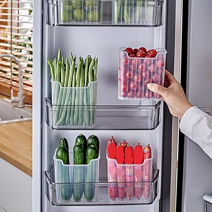 Refrigerator Storage Containers 3Pcs Set Transparent Fridge Organizer Boxes Main image