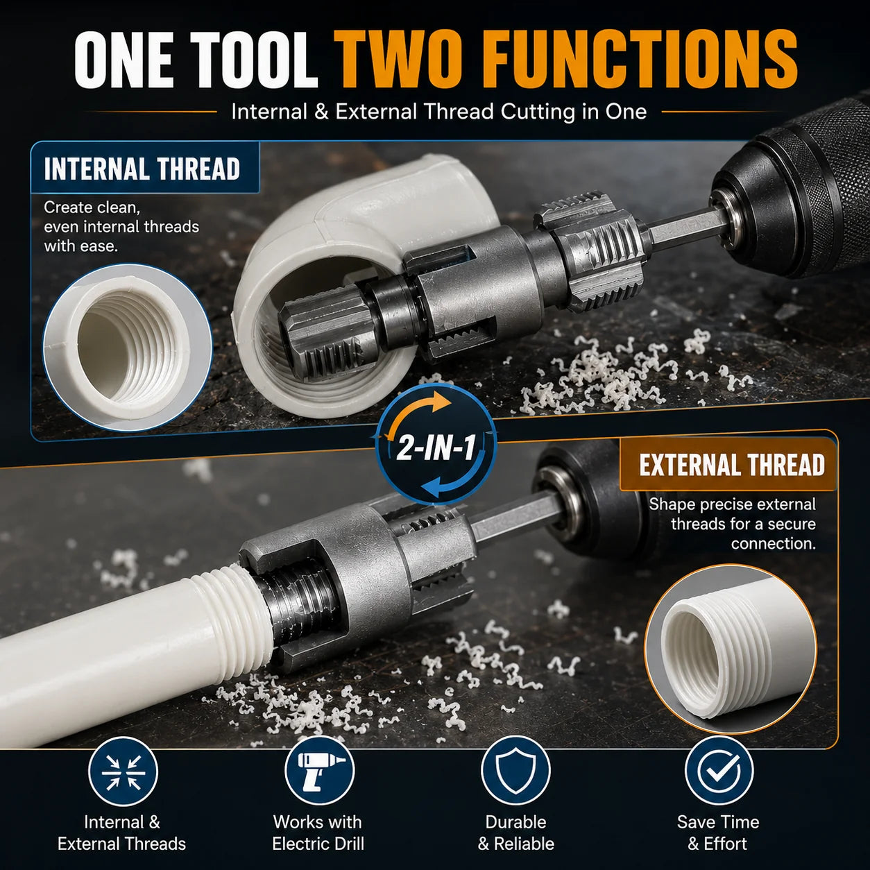 🔥Integrated Internal & External Pipe Threading Tool