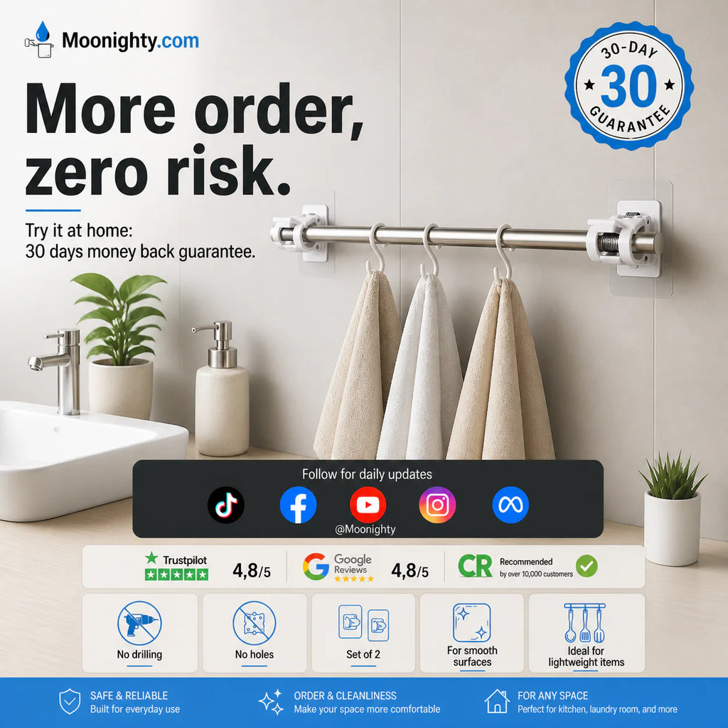 🔥Nail-Free Adjustable Curtain Rod Hooks