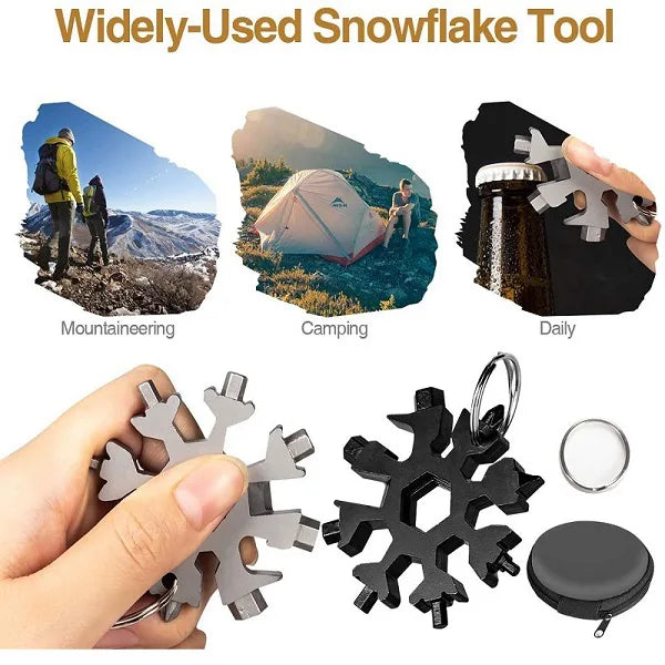 18-in-1 Stainless Steel Snowflake Keychain Multi Tool
