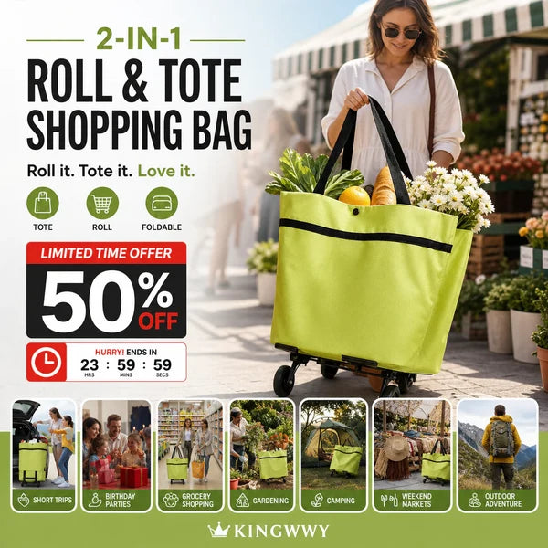 🛍️2-in-1 Foldable Shopping Cart✨