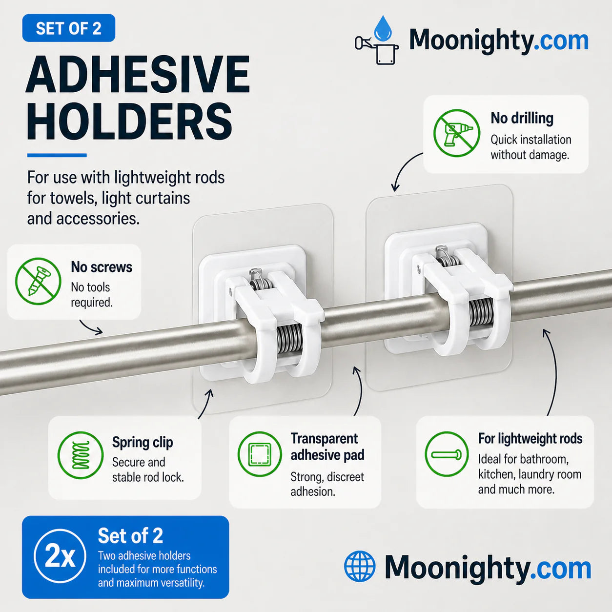 🔥Nail-Free Adjustable Curtain Rod Hooks Secondary image