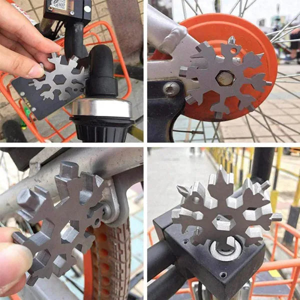 18-in-1 Stainless Steel Snowflake Keychain Multi Tool