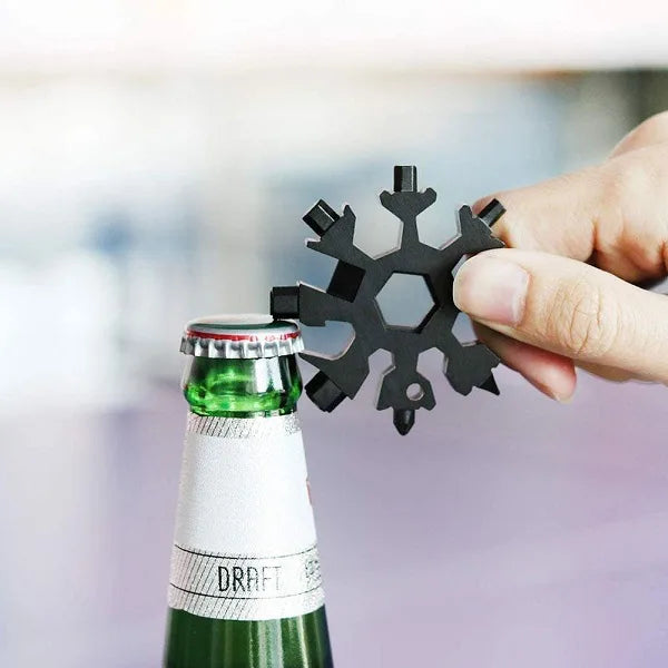 18-in-1 Stainless Steel Snowflake Keychain Multi Tool