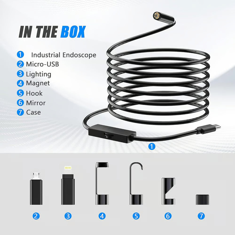 🔎 Plug-and-Play Endoscope Camera - Compatible with Android & iPhone & ipad for Direct Connection