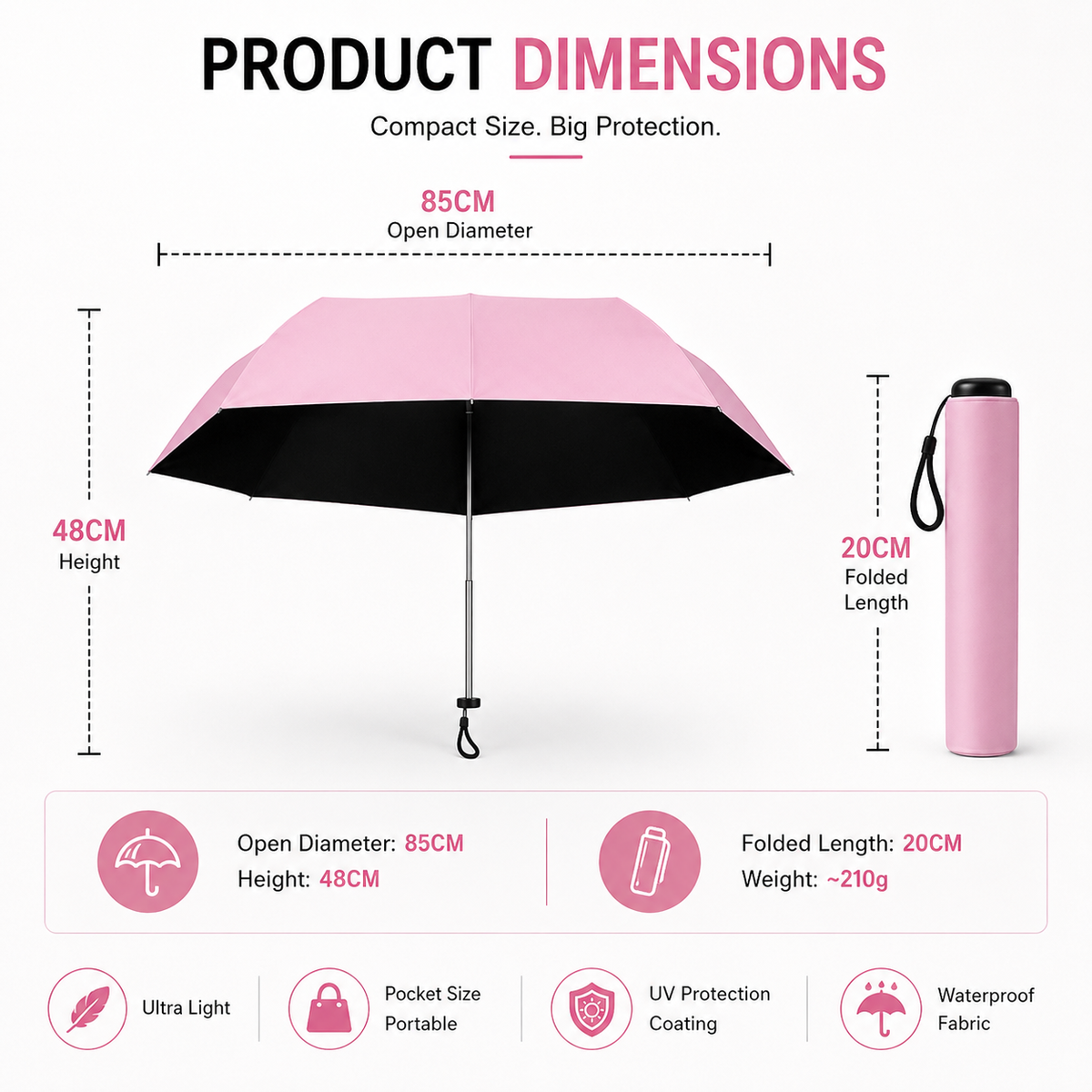 💖LAST DAY SALE ONLY💖✨ Say Goodbye to Bulky Umbrellas – Ultra-Light Sun & Rain Protection for On-the-Go! ✨