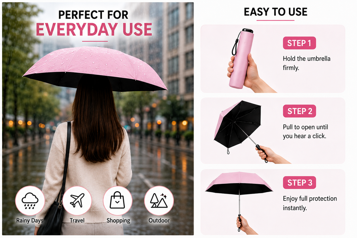 💖LAST DAY SALE ONLY💖✨ Say Goodbye to Bulky Umbrellas – Ultra-Light Sun & Rain Protection for On-the-Go! ✨