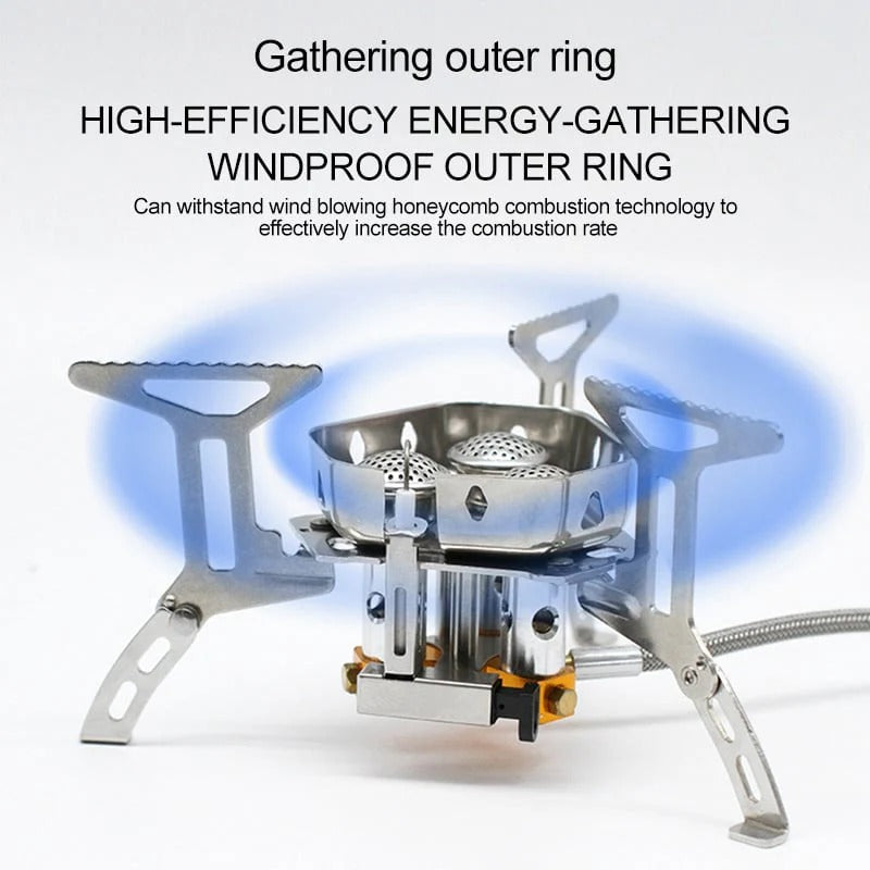 ⛺Camping Gas Burner – 5800 W, Piezoelectric Ignition, Wind Resistant