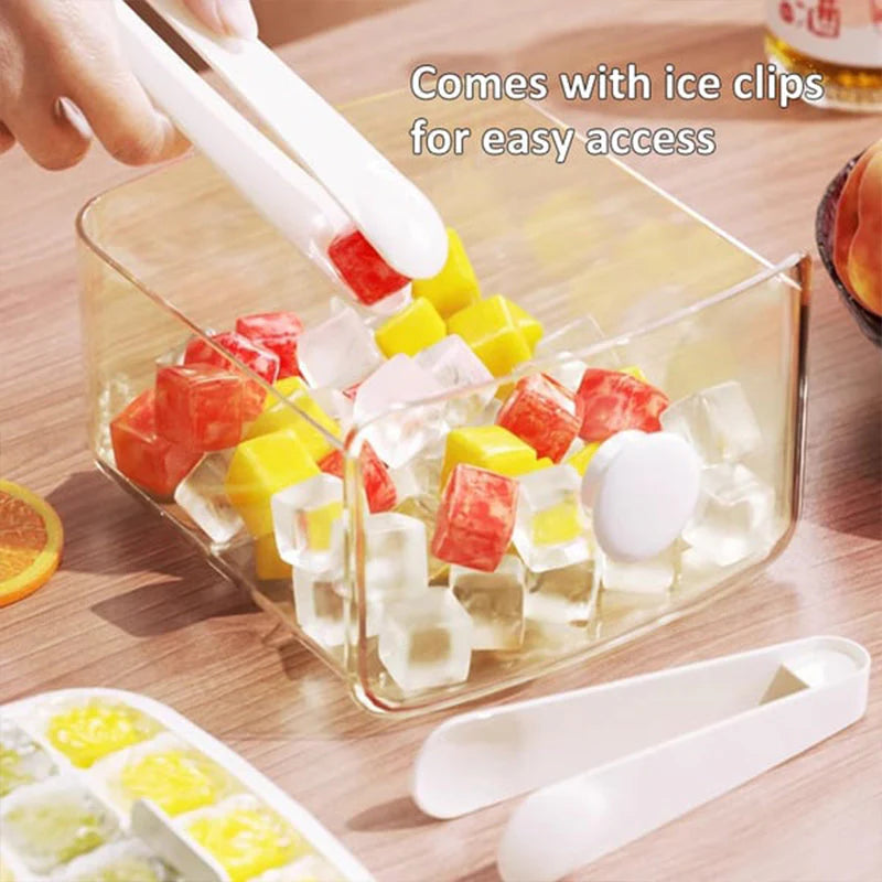 🔥Essentials for Summer🧊2 Tier Convenient Push-In Ice Cube Mold with Tray Case❄️🍹