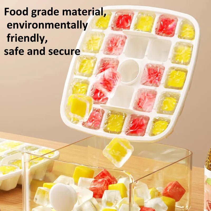 🔥Essentials for Summer🧊2 Tier Convenient Push-In Ice Cube Mold with Tray Case❄️🍹