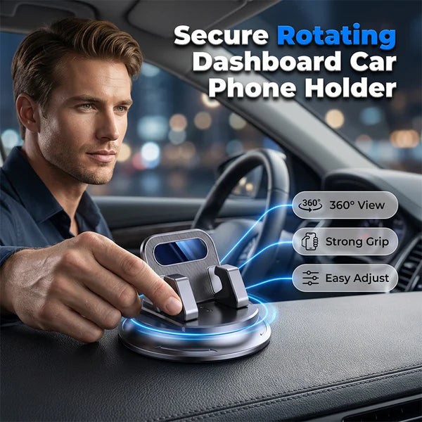 🚗 50% OFF NOW!📱 Rotating Dashboard Car Phone Holder – 360° Adjustable & Non-Slip – Hands-Free Phone Mount 🛡️